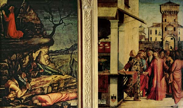 Christ's Calling of St. Matthew and the Agony in the Garden (oil on two panels) von Vittore Carpaccio