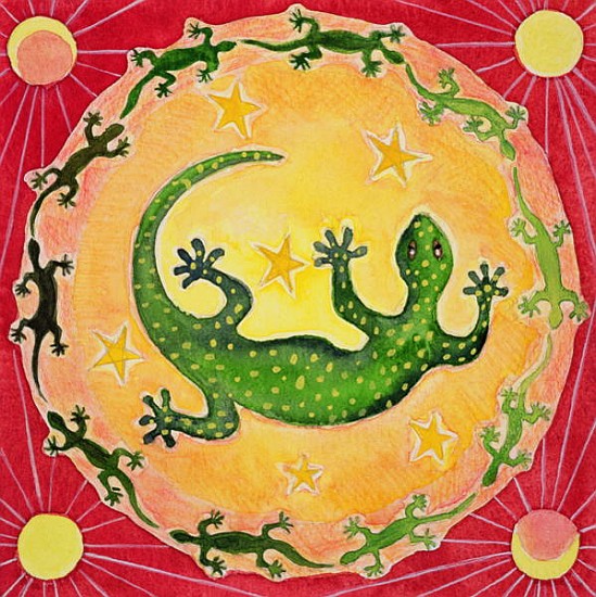 Gecko, 1998 (w/c on paper)  von Vivika  Alexander