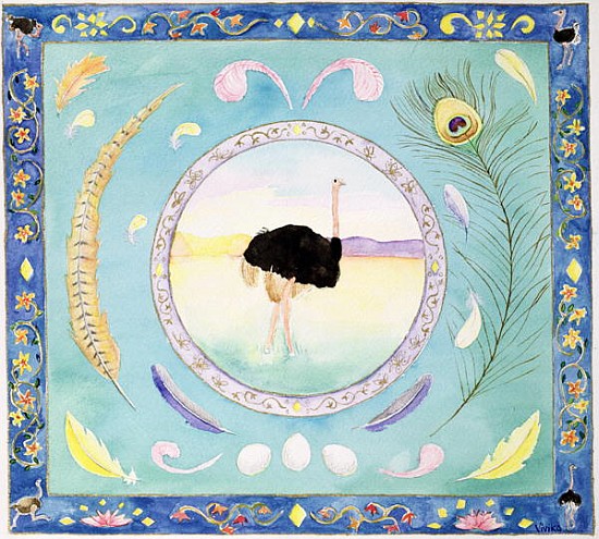 Ostrich (month of August from a calendar)  von Vivika  Alexander