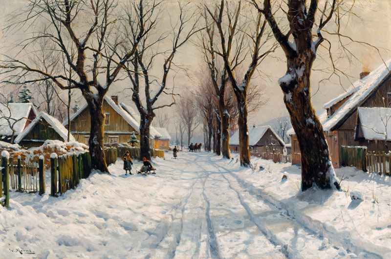 Winter im Dorf von Walter Moras