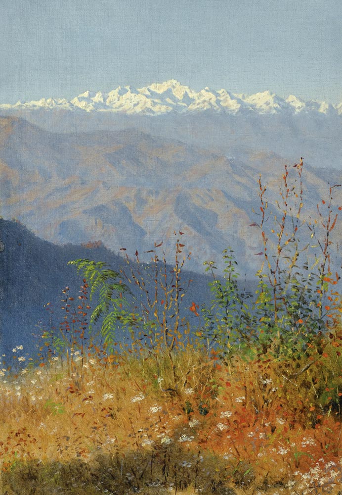 Sonnenuntergang über den Himalaya-Bergen von Wassili Werestschagin