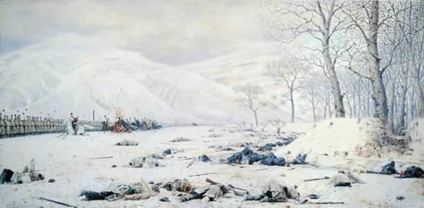 General Skopelev vor s. Truppen nach d. Schlacht v. Shioka i. Russ-Türk. Krieg. von Wassili Werestschagin