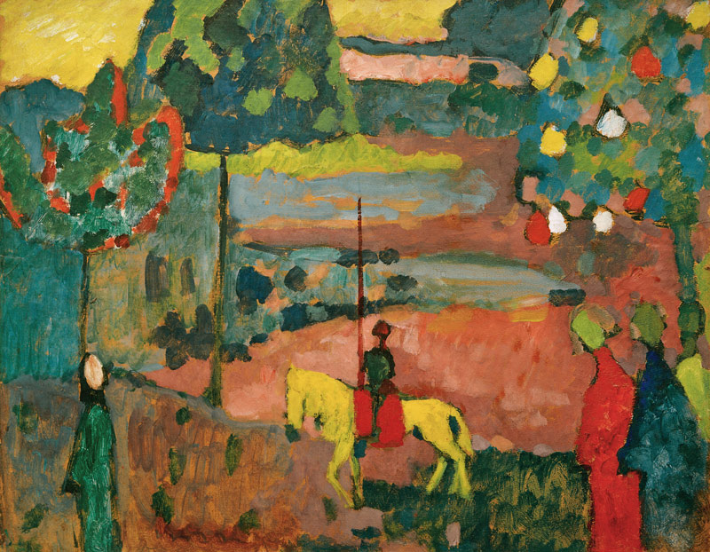 Lanzenreiter in Landschaft von Wassily Kandinsky