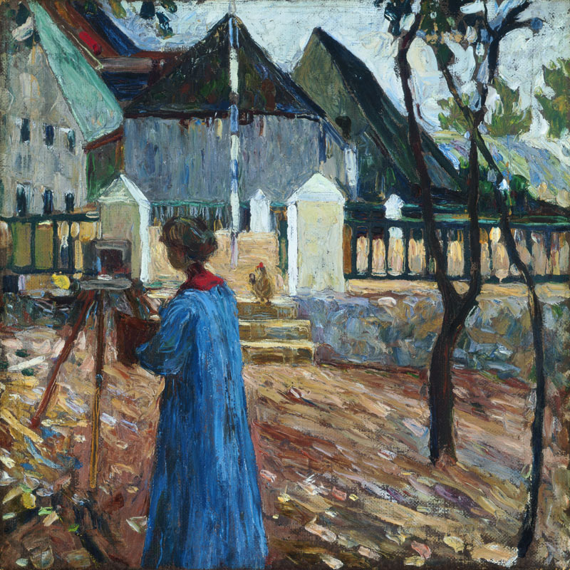 Münter, Gabriele Malerin; 1877-1962. Kallmünz - Gabriele Münter beim Malen II von Wassily Kandinsky