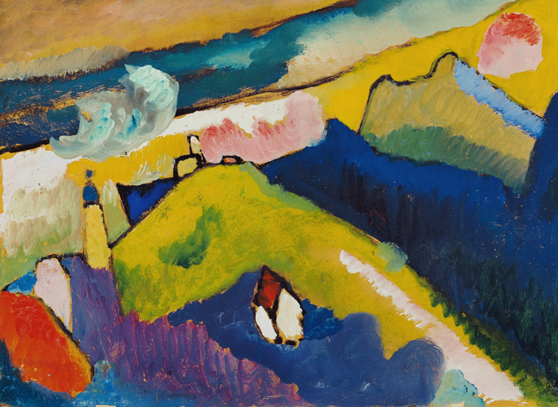 Murnau, Berglandschaft mit Kirche von Wassily Kandinsky