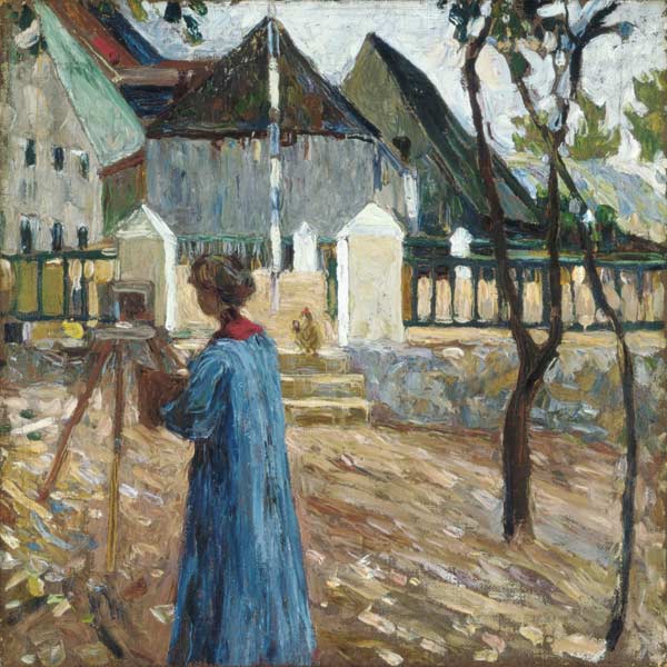 Gabriele Münter beim Malen in Kallmünz. von Wassily Kandinsky