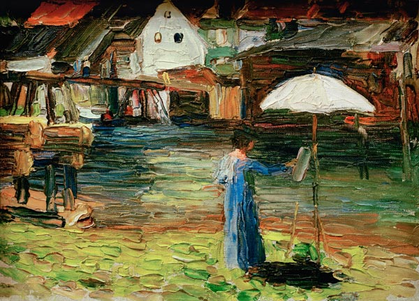 Münter, Gabriele Malerin; 1877-1962. Kallmünz - Gabriele Münter beim Malen I von Wassily Kandinsky