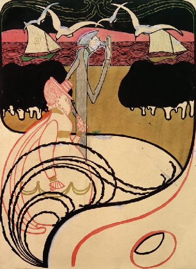 Kunst (t) raum eines modernen Landschafters (Karikatur auf Kandinsky und und seine Partnerin Gabriel
