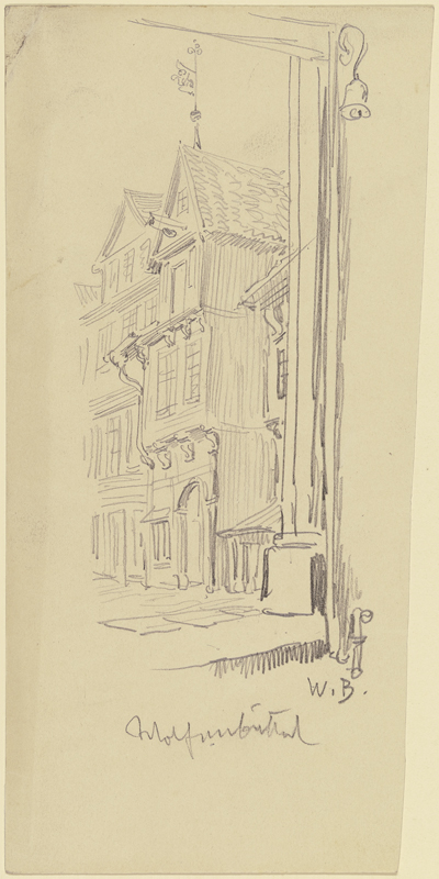 Blick auf zwei Wolfenbütteler Bürgerhäuser von Wilhelm Busch