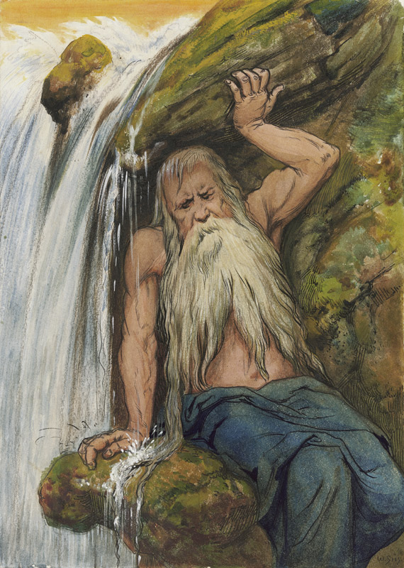 Flussgott an einem Wasserfall von Wilhelm Süs