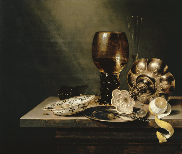 Stillleben mit Wan Li-Teller, Römer und Fussschale von Willem Claesz Heda