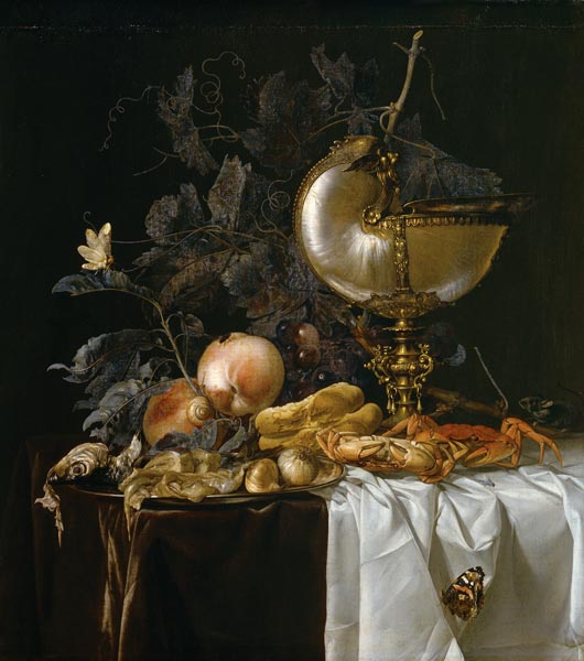 Stillleben mit Nautiluspokal von Willem van Aelst