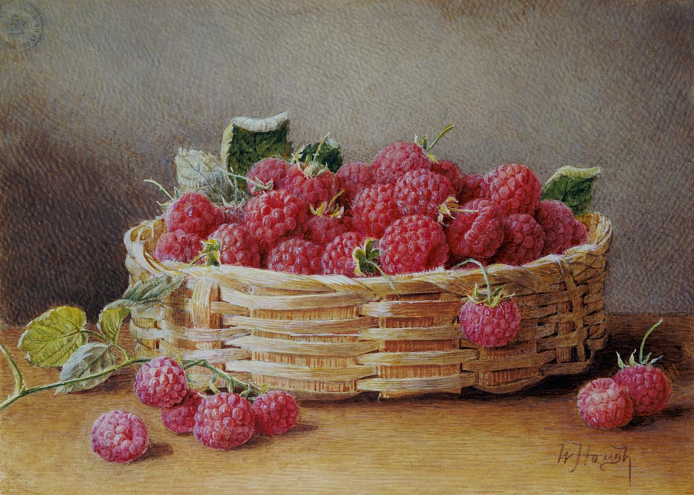 A Still Life of Raspberries in a Wicker Basket von William B. Hough