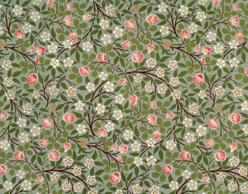 Small pink and white flower wallpaper design von William  Morris