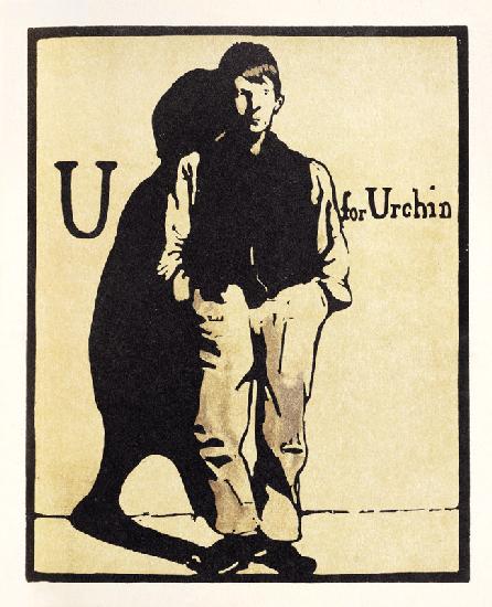 U für Urchin, Illustration aus An Alphabet, herausgegeben von William Heinemann, 1898