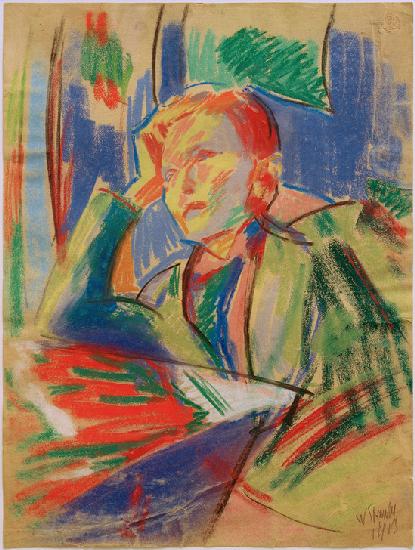 Woman with propped arm