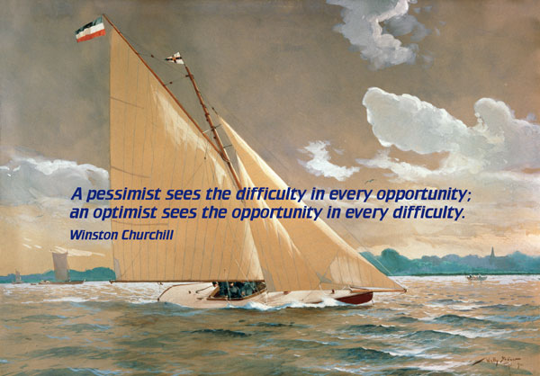 Die Segelyacht Henny III. des Malers mit Worten von Winston Churchill von Willy Stöwer