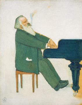 Johannes Brahms am Flügel