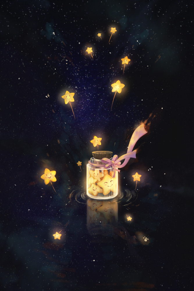 Golden Starlight In Bottle von Xuan Thai