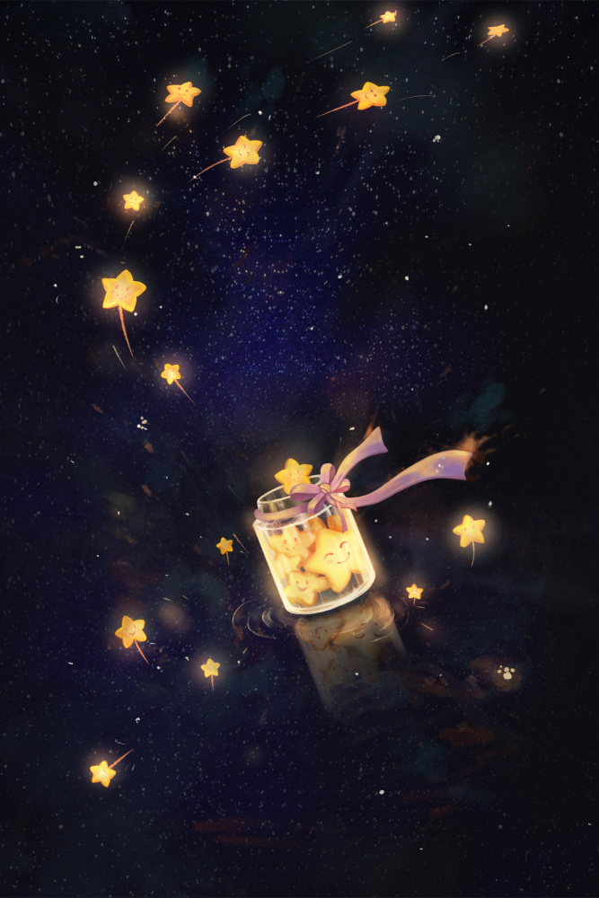 Golden Starlight In Bottle von Xuan Thai