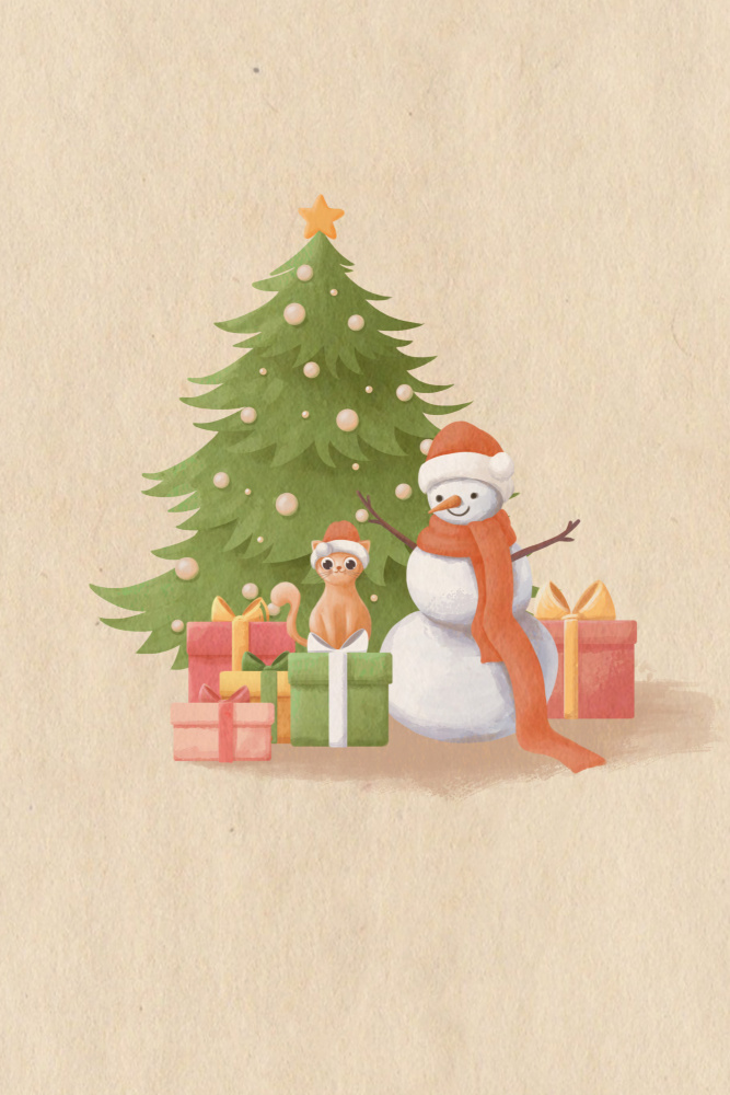 Snowman And Cat von Xuan Thai