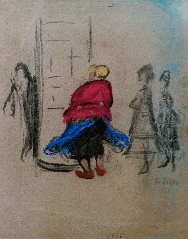 Zille / The Ad Kiosk / Chalk drawing von Heinrich Zille
